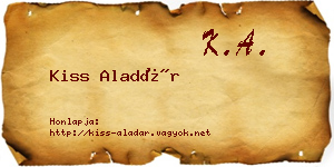 Kiss Aladár névjegykártya
